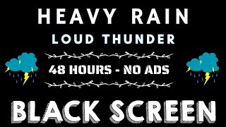 Defeat Insomnia in 3 Minutes - BLACK SCREEN With Heavy Rain And Loud Thunder ⚡Relief Stress