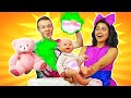 Baby born doll needs diapers! Baby doll changing. Pretend to play parents. Family fun video for kids