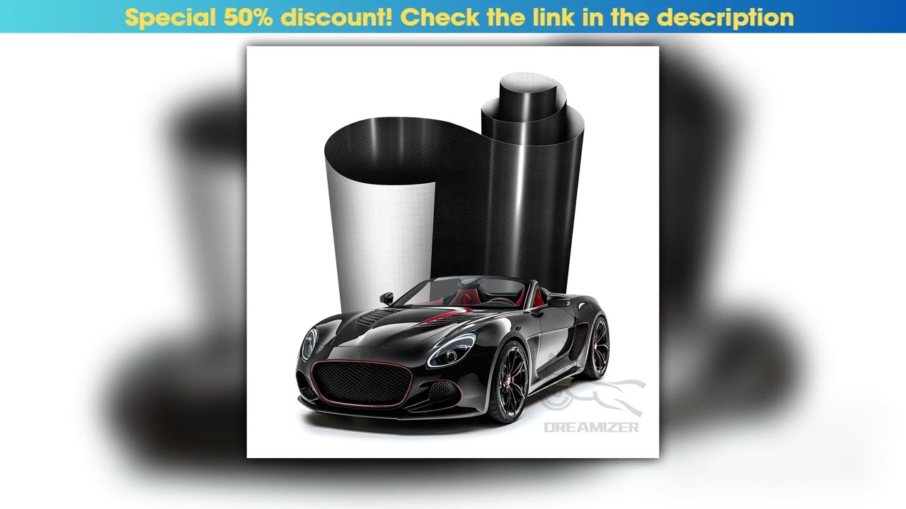 20X5FT High Glossy Black Carbon Fiber Car Wrap Vinyl Film Self Adhesive Auto Decal Bubble Car Body