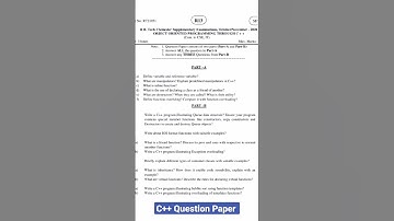 C++ Old Question Paper | BCA B.Tech Old Question Paper