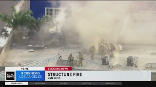 Building bursts into flames in Van Nuys