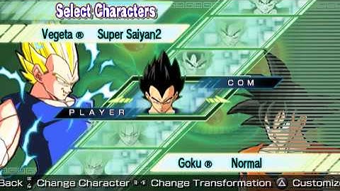 Dragonball Z Shin Budokai Another Road PSP : Character List