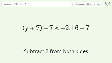 Solving Linear Inequalities: -2.16 is Greater Than y+7