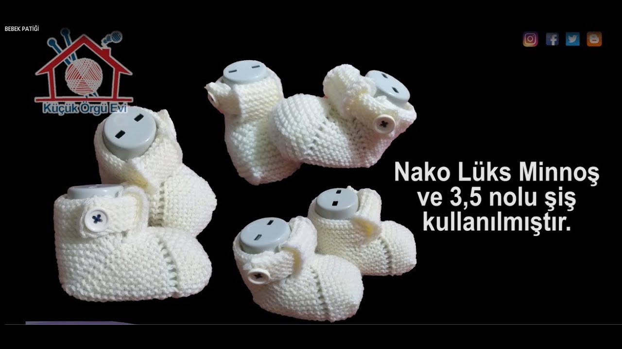 DİKİŞSİZ DÜĞMELİ BEBEK PATİĞİ YAPIMI Örgü Örnekleri