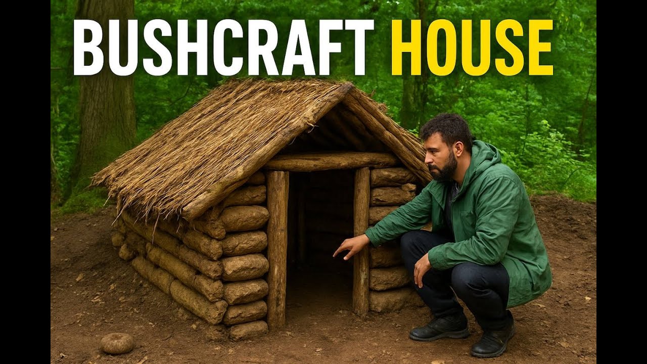 Building a Warm Bushcraft Survival Shelter in the Wild Forest | Cooking ...