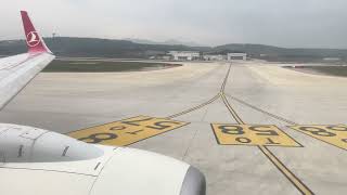 [4K] Turkish Airlines Boeing 737-900ER cloudy Pushback, Taxi and Takeoff in Izmir
