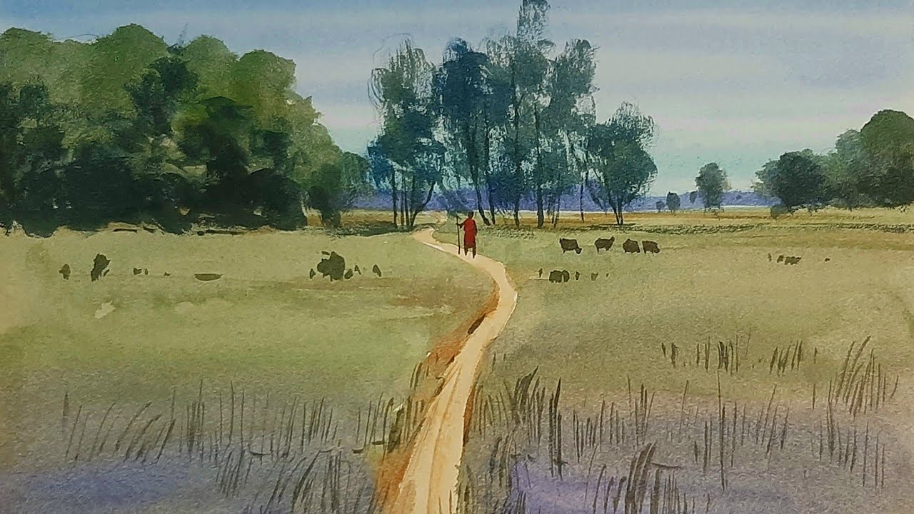 Beautiful Landscape Watercolour Painting Step by Step Watercolour