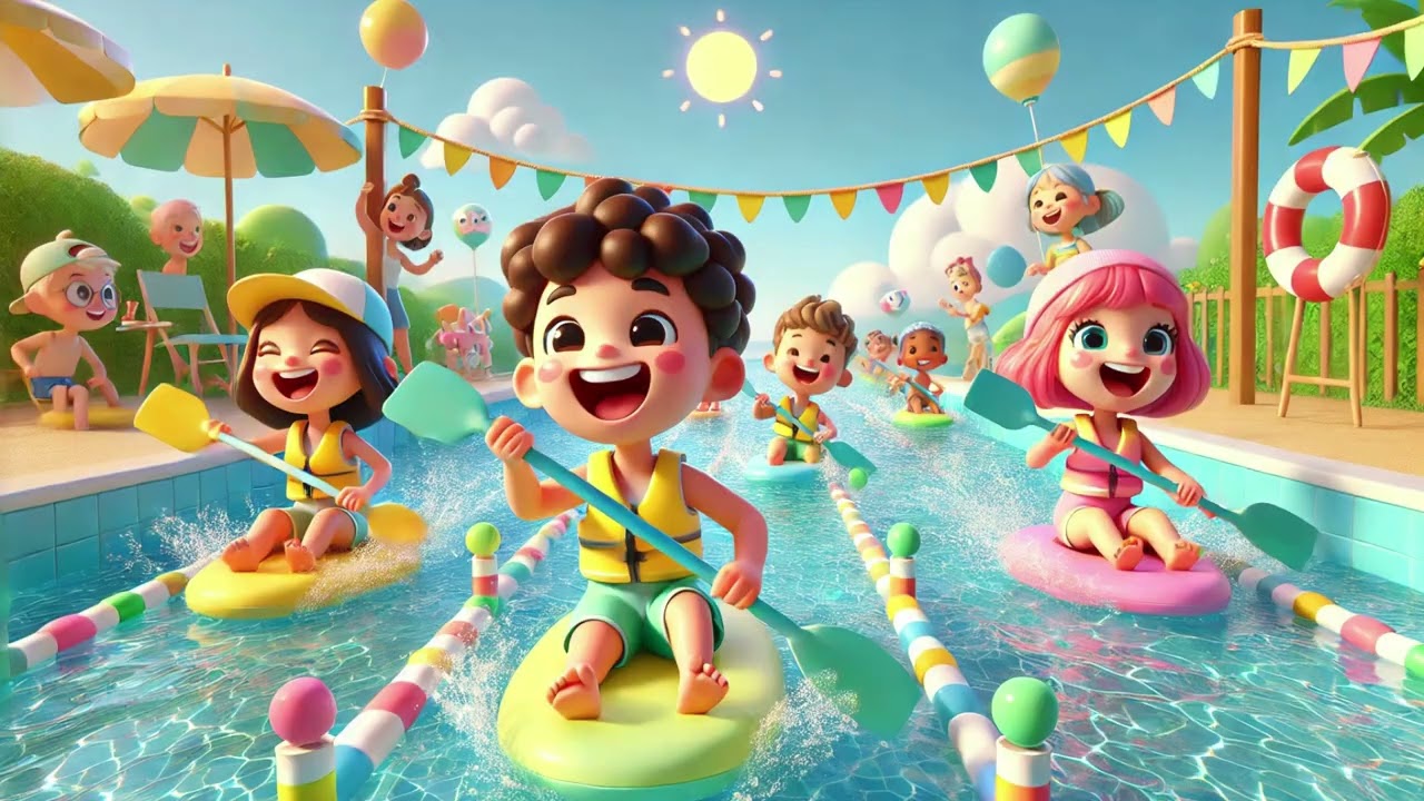 🏁🌊🛶Paddle-Paddle Race Track: Race, Paddle, Wiggle & Splash|Nursery Rhymes & Kids Songs