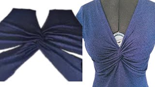 تفصيل وخياطة بلوزة عقدة في وسط الصدر how to sew a blouse