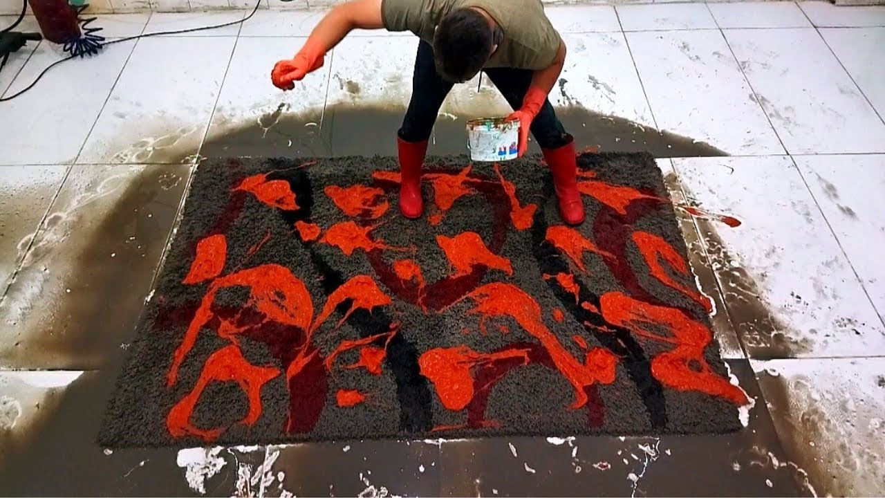 Crushing Lumpy Rug Scraping stubborn tough dirt from carpet - Satisfying cleaning video ...