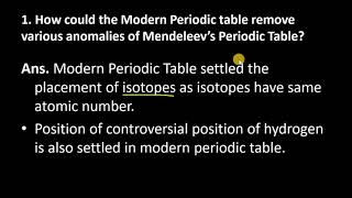 1. How could the Modern Periodic table remove various anomalies of  Mendeleev's Periodic Table? - YouTube