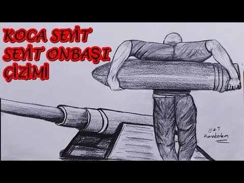 Karakalem Seyit onbaşı çizimi - 18 mart Çanakkale ile ilgili resim çizimi #5