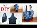 KNITTING PROJECT BAG WITH HOLES | TWO DIFFERENT SHADES CORNER TOTE BAG TO MAKE | BAG MAKING TUTORIAL