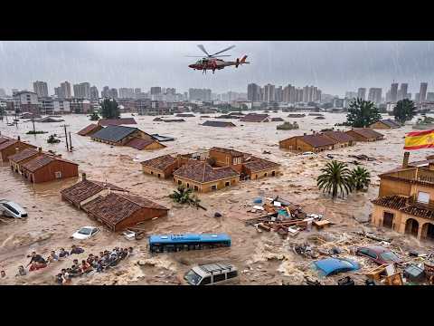 Massive Flood CHAOS Sweeps Spain! Towns & Homes Submerged as Cars Are Swept Away