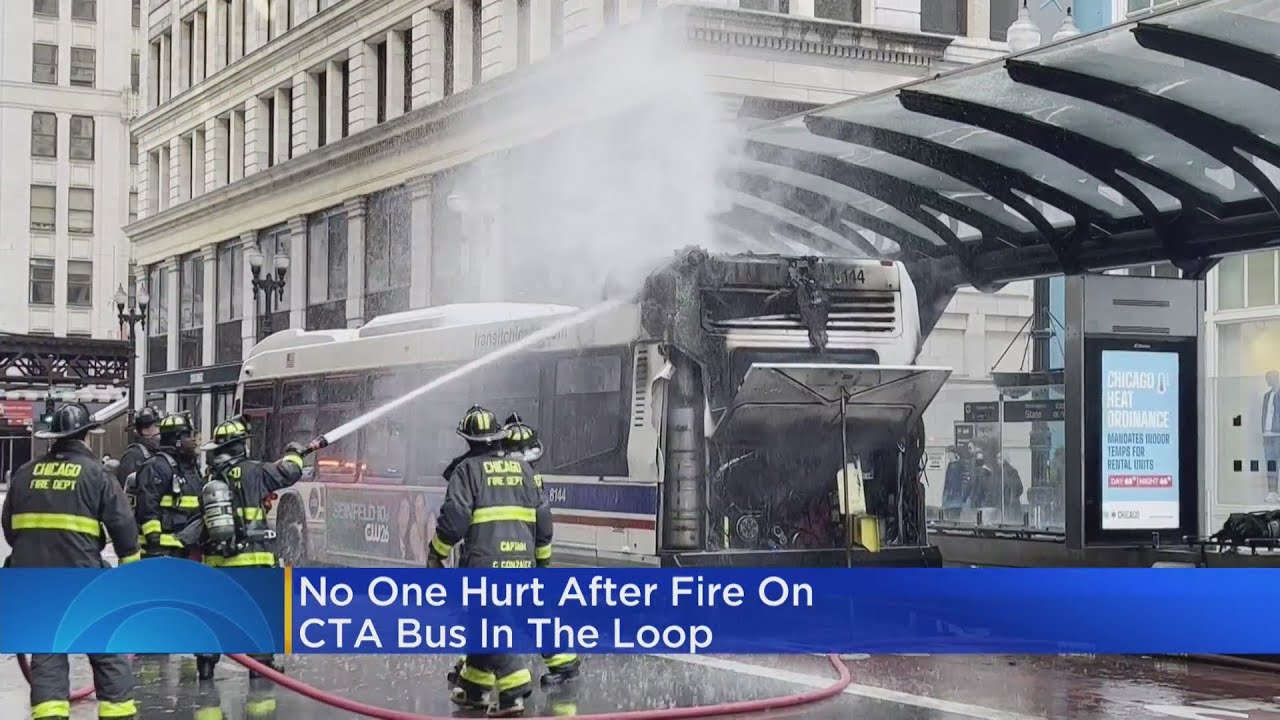 No One Hurt In Fire On CTA Bus In The Loop - YouTube