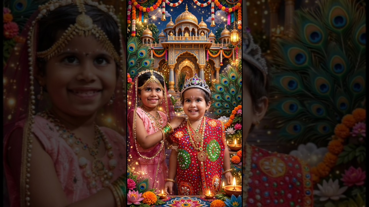 ಶ್ರೀಕೃಷ್ಣ ಜನ್ಮಾಷ್ಠಮಿ : ಶ್ರೀಕೃಷ್ಣ- ರಾಧೆಯ ವೇಷಭೂಷಣದಲ್ಲಿ ಕಂಗೊಳಿಸಿದ ಸಂಡೂರಿನ ಪುಟಾಣಿಗಳಾದ ಸಾನ್ವಿಕ - ಸಾಹಿತ್ಯ.