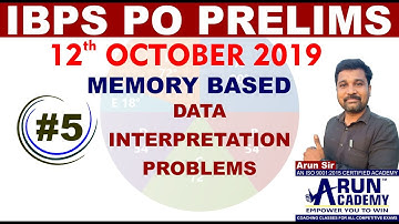 IBPS PO Prelims 12th October 2019 Aptitude- Data Interpretation Part-5 (Memory Based)