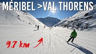 Skiing 9.7km from Meribel to Val Thorens in Les 3 Vallées (4K UHD)