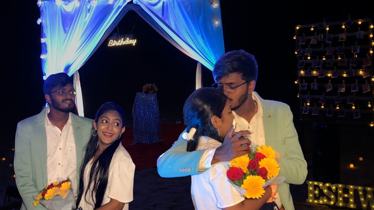 10 years of love Surprise in beach Celebrating her boyfriend birthday Cute Couple