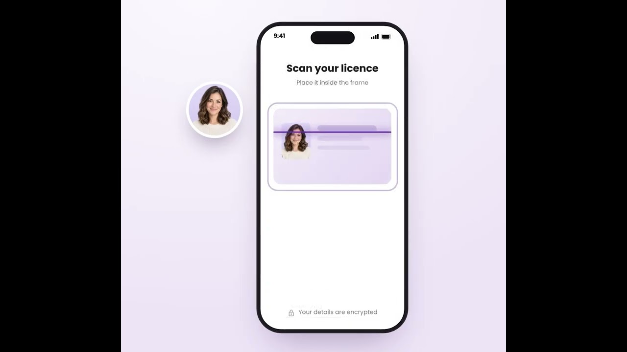 Client-Pay from the client’s side: paying with Apple Pay, scanning their licence and taking a selfie on their phone.