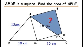 Find Area of the shaded region | Square on Median | Medium Hard | PRMO RMO INMO NMTC NTSE IBPS