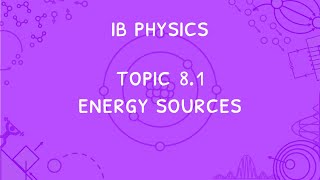 IB Physics Topic 8.1: Energy sources
