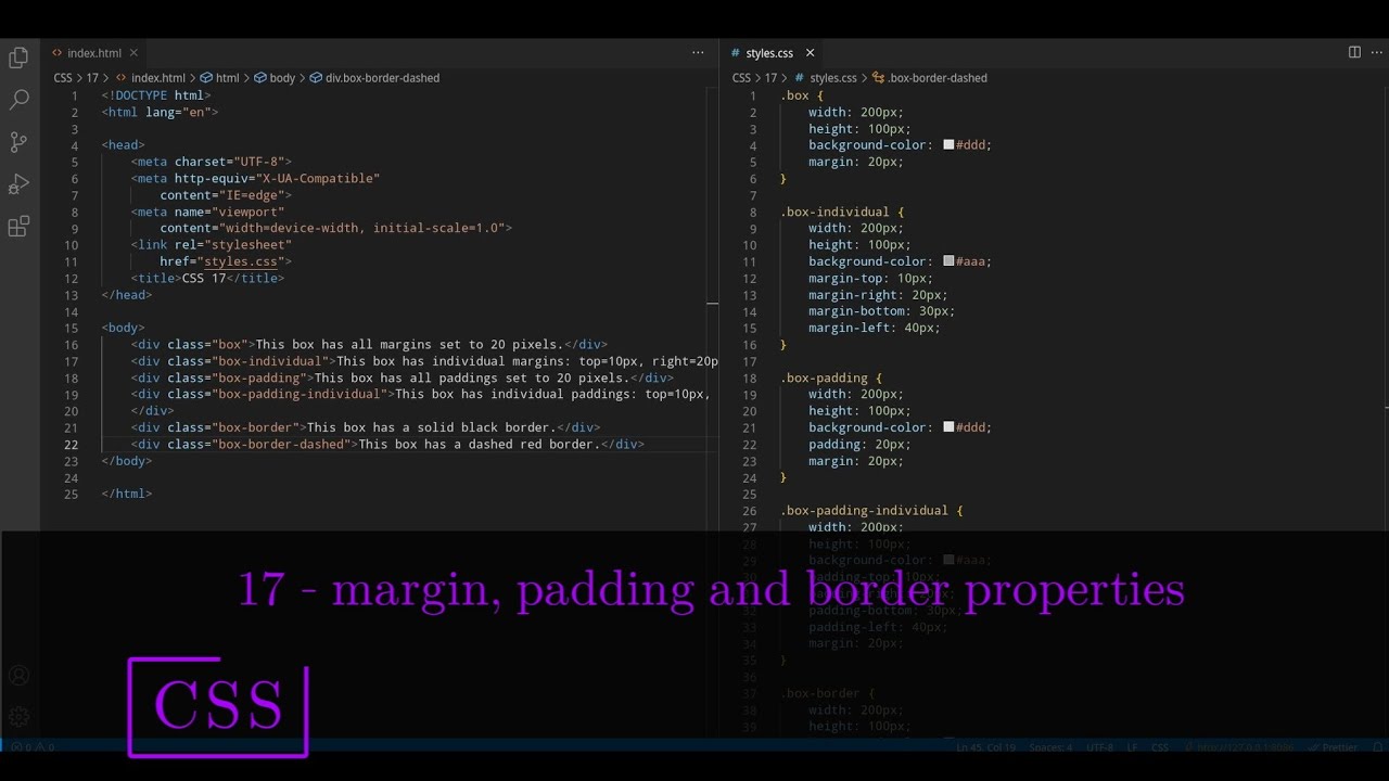 CSS 💻 17 - margin, padding and border properties - YouTube