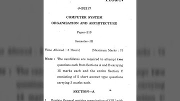 COMPUTER SYSTEM ORGANISATION & ARCHITECTURE || QUESTION PAPER