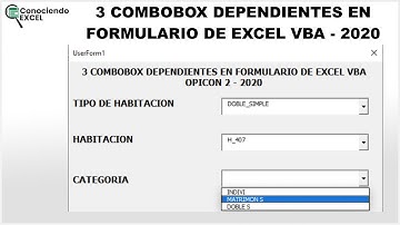 3 COMBOBOX DEPENDIENTE EN FORMULARIO DE EXCEL VBA [LISTA DESPLEGABLE DEPENDIENTE] | CONOCIENDO EXCEL