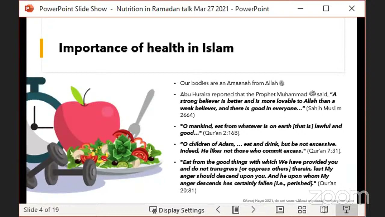 Nutrition during Ramadān by  Sr. Arooj Hayat