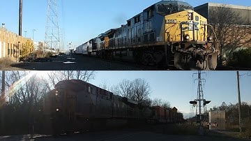 🇺🇸🇺🇸🇺🇸(100th train video) CSX freight train friendly crew and horn salute (TRAIN MEET)🇺🇸🇺🇸🇺🇸