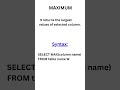 MAXIMUM in SQL | SQL Maximum | Maximum command in SQL