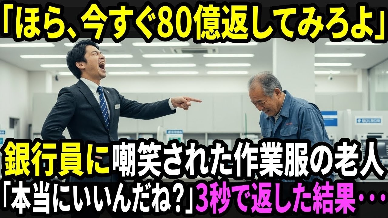「ほら、今すぐ80億返してみろよ」エリート銀行員に嘲笑された作業着の老人「･･･本当にいいんだね？」3秒で返済した結果･･･