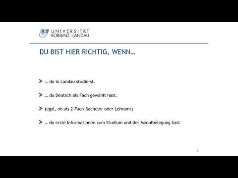 Erstsemester Einführungsvideo 1 - MODULE im Studium - Fachschaft Deutsch/Germanistik Uni Landau