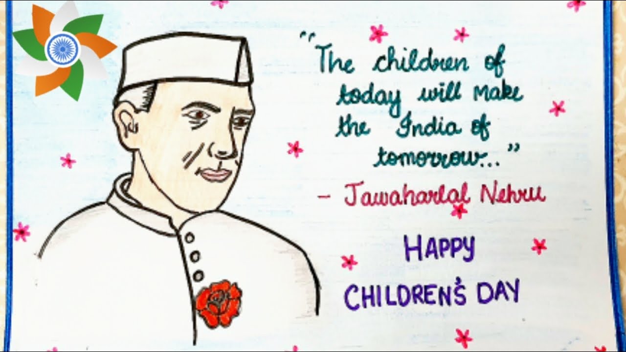 Children's day drawing easyJawaharlal Nehru easy drawingEasy ...