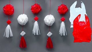 Hiasan 17 Agustus dari plastik kresek kerajinan yang mudah tanpa lem atau perekat