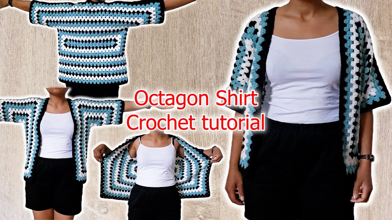 Рубашка-восьмиугольник | Урок вязания крючком | цельная, без сшивания