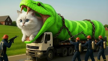 Brave Heroes Save Careless Mother Cat from Giant Python Attack After a Traffic Accident🐍