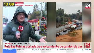 Camión que transportaba cilindros de gas terminó volcado en Ruta Las Palmas