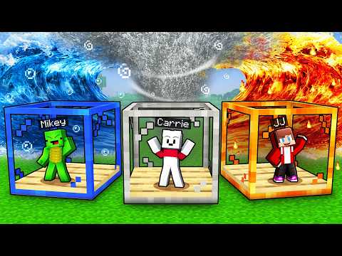 Mikey and JJ: WATER & LAVA & AIR vs GLASS BUNKER - Minecraft Maizen