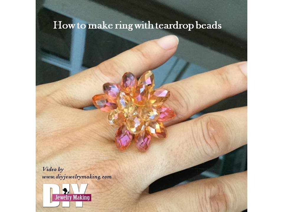 How to make ring with teardrop beads YouTube