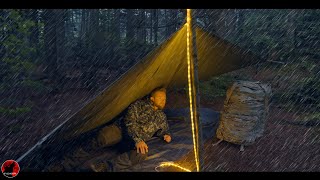 Cowboy Camping without a Tent at the Top of a Mountain with Strong Winds and Rain  Adventure