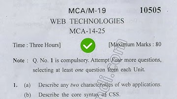 2019 Kuk MCA 2nd Sem Web Technologies Question Paper