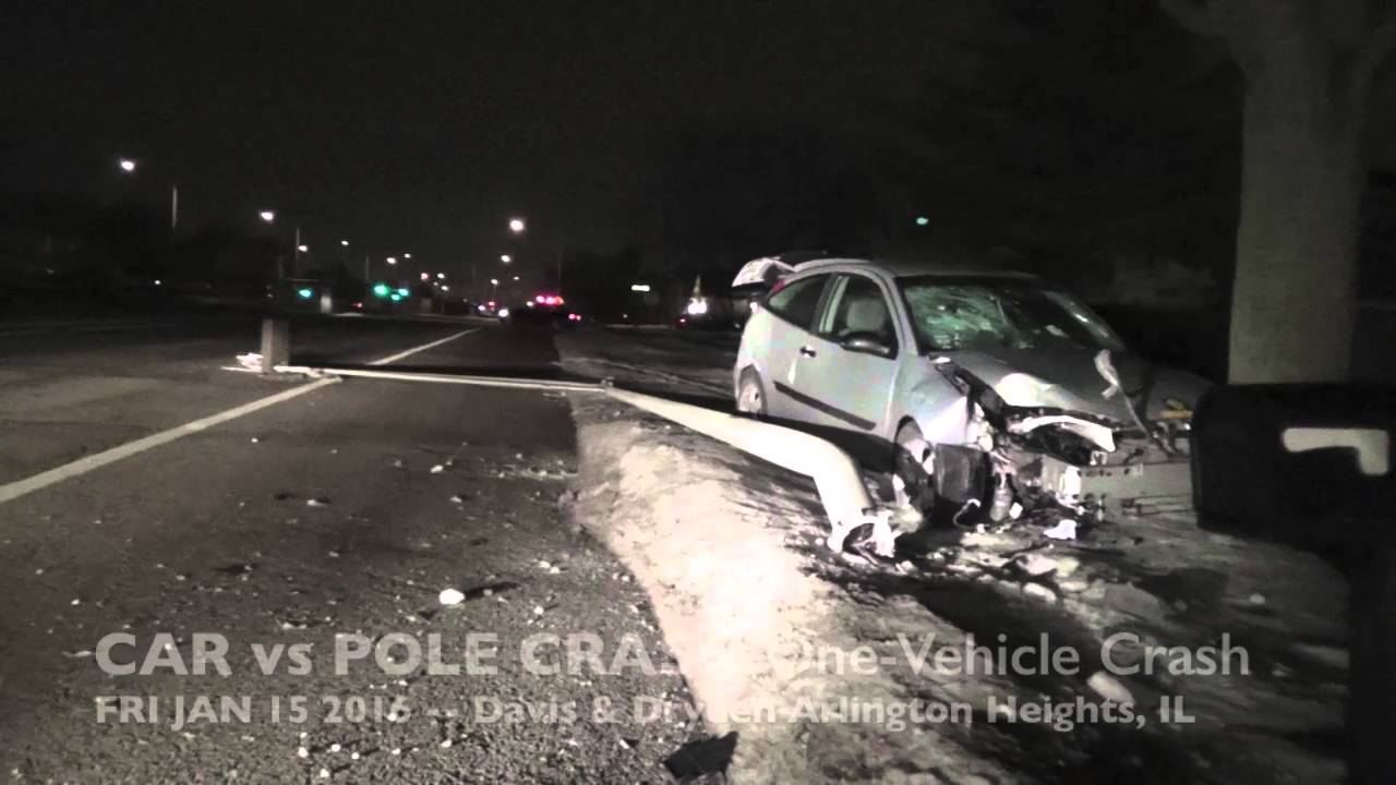 Car Crash with Street Light on Davis East of Dryden Arlington Heights