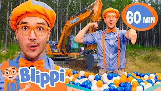 Exciting Excavator!🚧 | Blippi 1 HOUR Compilation | Home Learning for Kids 🖍️