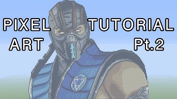 Minecraft Pixel Art Tutorial - Sub-Zero (Mortal Kombat X) Part 2