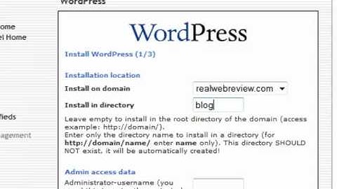 creating a WordPress blog in cpanel with Fantastico Quick and Easy