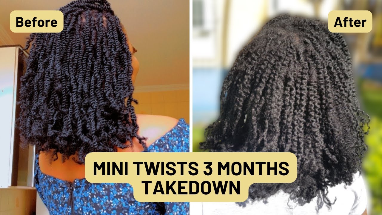 TAKING DOWN 3 MONTHS MINI TWISTS +CORNROWS | Natural Hair | DIY - YouTube