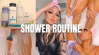 SHOWER WITH ME 2021 | EXFOLIATING, CLOSE SHAVING, HOW TO FADE UNDERARMS, FEMININE HYGIENE, BODY CARE