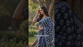 Bagru Indigo Hand Block Print Saree 💙 | Traditional Jaipur Cotton Sarees #BagruPrint #IndigoSaree